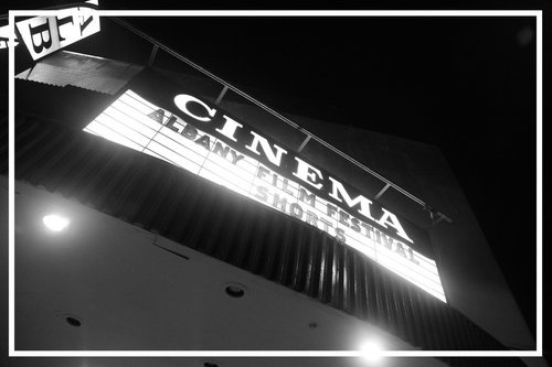 Movie theater marquee reading Albany FilmFest