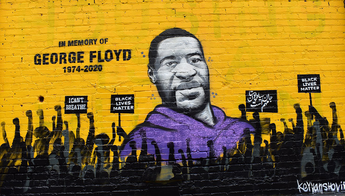 In Memory of George Floyd by Keyvan Shovir - Clarion Alley Mural Project 2020
