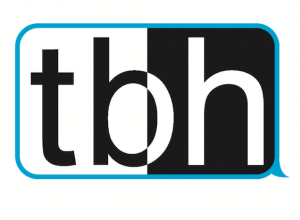 The letters "TBH" in lower case and inside a bubble styled box